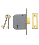 3 Lever Mortice Deadlock Polished Brass 77.5mm 3in