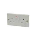 13 Amp 2 Gang Switched Socket White