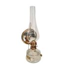 Antique Oil Lamp With Mirror In Brass Holder - 32.5cm