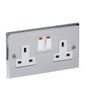 CED Polished Chrome 13A White Twin Switched Socket