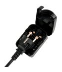 Schuko UK 3 Pin Round Plug - Black (2 Pin to 3 Pin) - Earthed