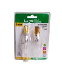 Landlite 42w Halosaver Flame Tipped Clear Candle SBC/ B15 Lightbulb - Pack of 2
