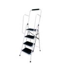 4 Tread Step Stool with Handrail - White