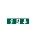 Green PVC Non-Scripted Fire Exit Sign - Direction Pointing Down - 200mmx50mm