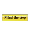 Mind the step - Polished Gold Effect Sign (200mm x 50mm)