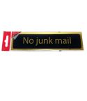 Self-Adhesive Black / Gold No Junk Mail Sign - 200x50mm