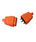 Orange Rubber 3 Pin 10A Plug & Socket Connector