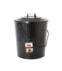 De Vielle Basket Weave Metal Coal Tub and Lid