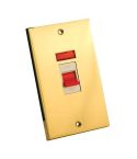 Brass Switch 45Amp 2G Double Size Tall with Neon Victorian White Inserts