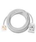 White 3m Extension cable for indoor use - with rubberized 13A socket