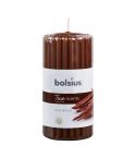 Bolsius Oud Wood Ribbed Pillar Candle