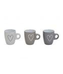 Ceramic Expresso Heart Mugs 7cm - Assorted Colours 