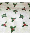 Christmas Pudding Holly Leaf Oilcloth / Tablecloth