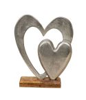 Double Heart Decoration on a Wooden Base