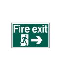 Green PVC Scripted Fire Exit Sign - Direction Pointing Right - 300mmx200mm