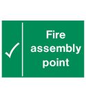 Green PVC Scripted Fire Assembly Point Sign - 300mmx200mm
