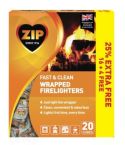 Zip Fast & Clean Wrapped Firelighters - Pack of 16 + 25% Free