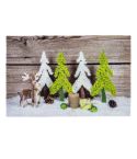 Christmas Scene Green Tree & Reindeer Door Mat - 40 x 60cm