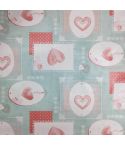 Green & Red Heart Design Table Cloth / Oilcloth