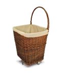 De Vielle Large Natural Wicker Firelog Cart with Canvas Liner
