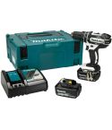 Makita Combi Drill with 1 x 4.0Ah Battery & Charger, 48 Piece Screw & Socket Set in Makpac