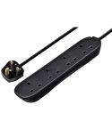 Masterplug 4 Gang Black Extension Lead With 2m Cable 13amp