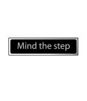 Polished Chrome Effect On Black - Mind The Step - Self-Adhesive Sign - 200 x 50mm