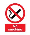 Red PVC Scripted No Smoking Sign - 200mmx300mm