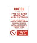 Occupiers Liability Act 1995 (Information) - PVC Sign (200 x 300mm)
