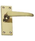 Polished Brass Victorian 114m Lever Latch Door Handle on Backplate