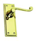 Polished Brass Tudor Lever Door Handle on Backplate