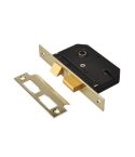 Union Polished Brass 3 Lever Mortice Sash Lock 65mm