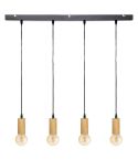 Pendant Lamp with 4 lamps - Natural wood finish 