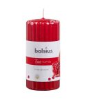 Bolsius Ribbed Pillar Candle - Pomegranate