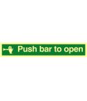 Push bar to open - Photoluminescent Sign (300 x 100mm)
