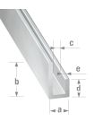 Raw Aluminium U-Shaped Profile 10mm x 20mm x 7mm x 10mm x 1.5mm x 1m 