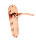 Primalite Rose Copper Art Deco Lever Latch Door Handle - 200mm