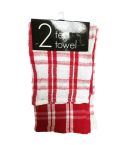 Globe Mill Textiles Terry Design Tea Towel - Red Pack Of 2