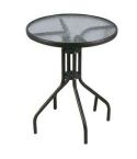 Garden Round Patio Table With Tempered Glass Top - 60cm