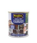 Rustins Quick Dry Polyurethane Varnish Extra Tough Interior and Exterior Use Satin Teak 500ml