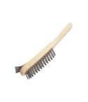 4 Row Wire Brush With Scraper - Wooden Handle