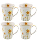 Daffodils Set x4 Fine China Mugs