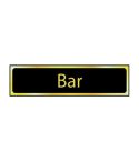 Self-Adhesive PVC "Bar" Sign Black And Polished Gold Effect - 200mm x 50mm