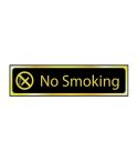 Self-Adhesive PVC  "No Smoking" Sign Black And Polished Gold Effect 200mm x 50mm