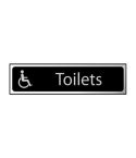 Self-Adhesive PVC "Toilets (Disabled Logo)" Sign Black And Polished Chrome Effect - 200mm x 50mm