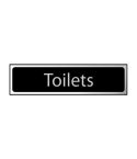 Self-Adhesive PVC "Toilets" Sign Black And Polished Chrome Effect 200mm x 50mm