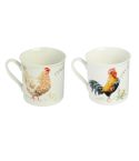 Stow Green Pecking Order Porcelain Mug - Set of 2