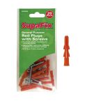SupaFix General Purpose Plugs with Screws Red Pack 20