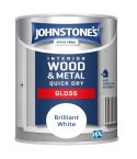 Johnstone's Interior Wood & Metal QD Gloss Paint - Brilliant White 750ml