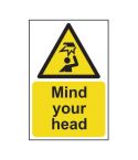 'Mind Your Head' Sign Rigid 1mm PVC Board (200mm x 300mm)